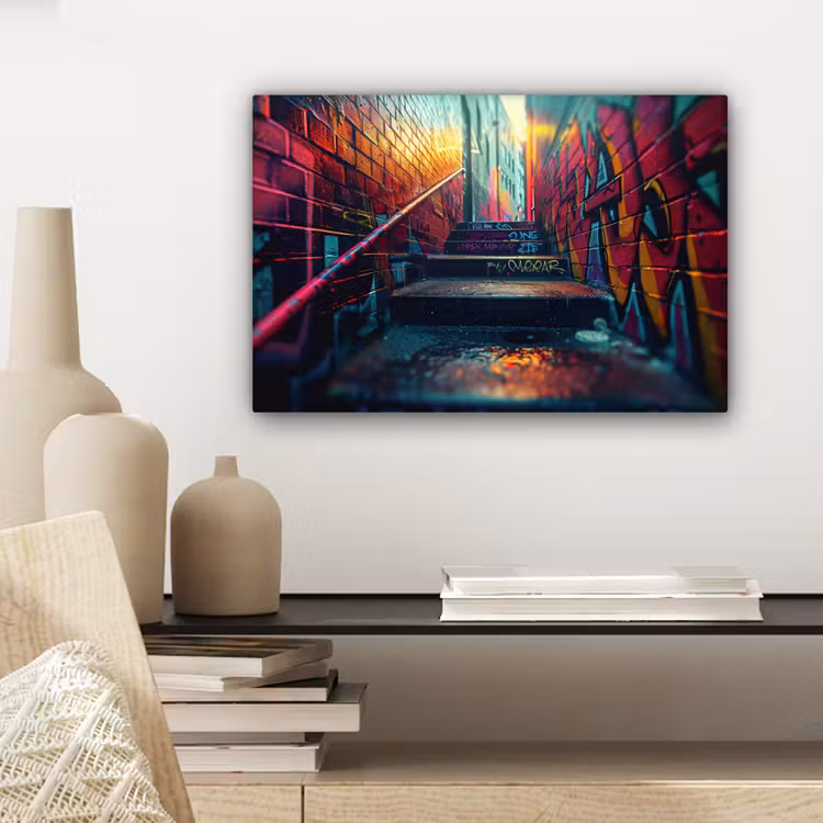 Architectuur - Neon - Trap - Graffiti canvas 2cm klein -closeup_print_DE