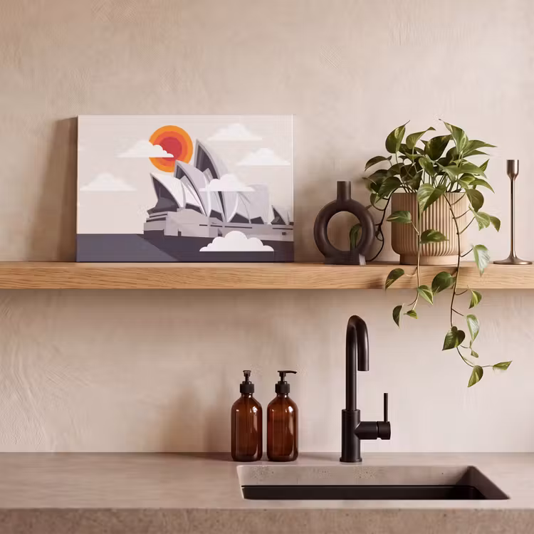 Architectuur - Stadsgezicht - Modern - Grijs - Oranje canvas 2cm klein -sfeer3