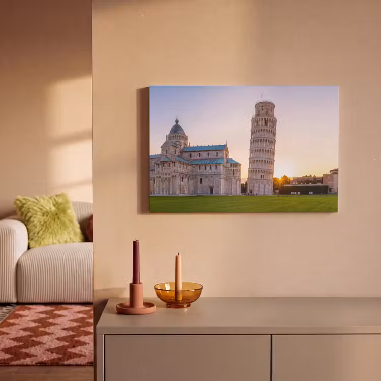 Architectuur - Toren - Pisa - Italië - Zonsondergang canvas 2cm klein -sfeer1