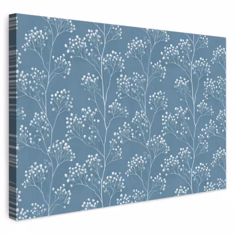 Takken - Bessen - Patroon - Lichtblauw canvas 2cm klein 34 -3d