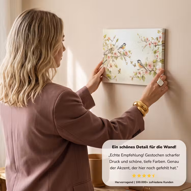 Takken - Bloemen - Vogeltjes - Roze canvas 2cm klein -sfeer3