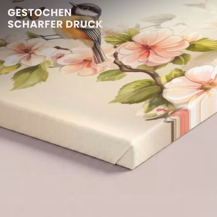 Takken - Bloemen - Vogeltjes - Roze canvas 2cm klein -closeup_print_DE