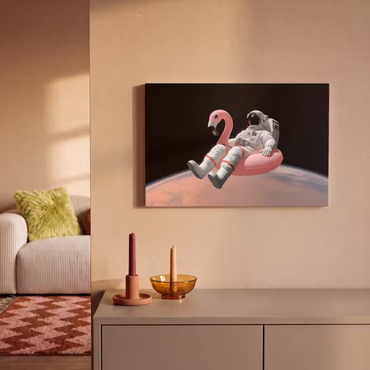 Astronaut - Flamingo - Zwemband - Roze canvas 2cm klein -sfeer1