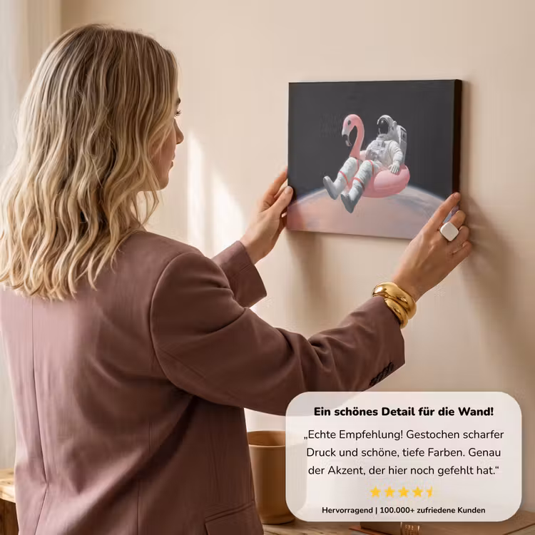 Astronaut - Flamingo - Zwemband - Roze canvas 2cm klein -Xsfeer7_DE