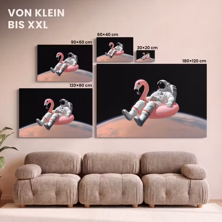 Astronaut - Flamingo - Zwemband - Roze canvas 2cm klein -Xsfeer8_DE
