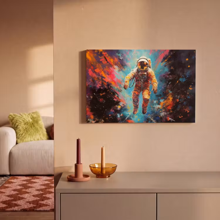 Astronaut - Graffiti - Ruimte - Neon canvas 2cm klein -sfeer1