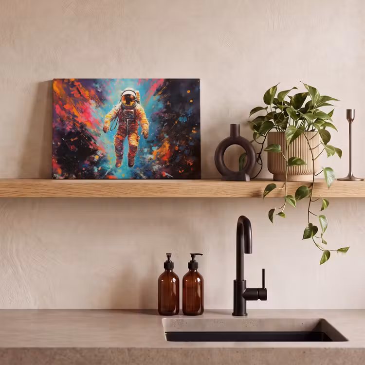 Astronaut - Graffiti - Ruimte - Neon canvas 2cm klein -sfeer6