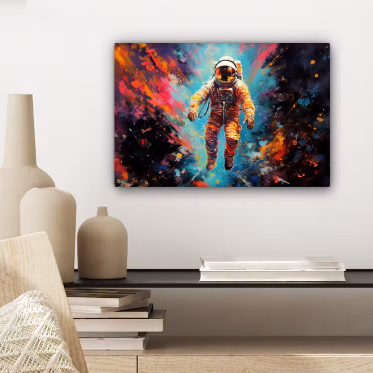Astronaut - Graffiti - Ruimte - Neon canvas 2cm klein -closeup_print_DE