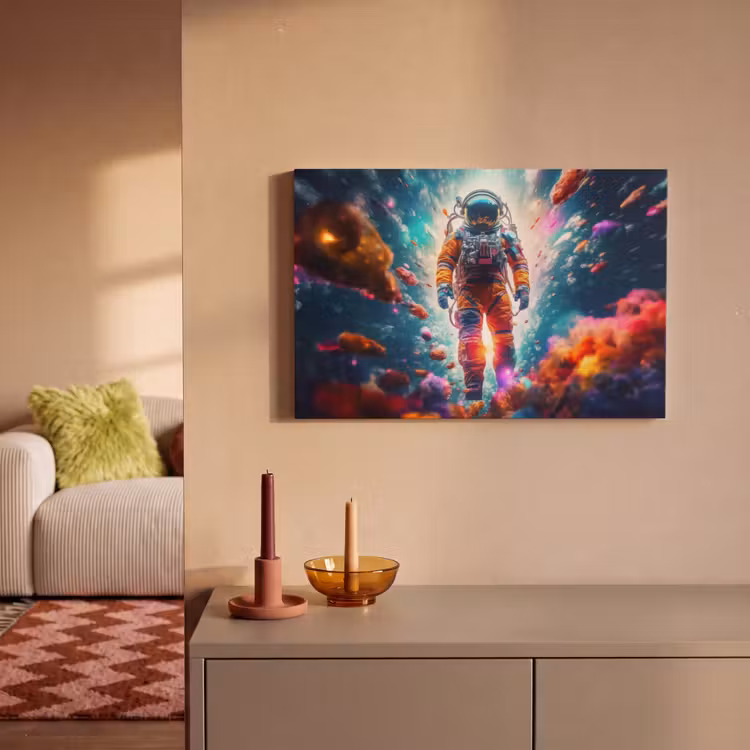 Astronaut - Neon - Meteoriet - Neon canvas 2cm klein -sfeer1