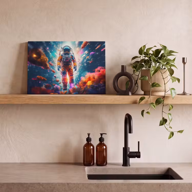 Astronaut - Neon - Meteoriet - Neon canvas 2cm klein -sfeer6