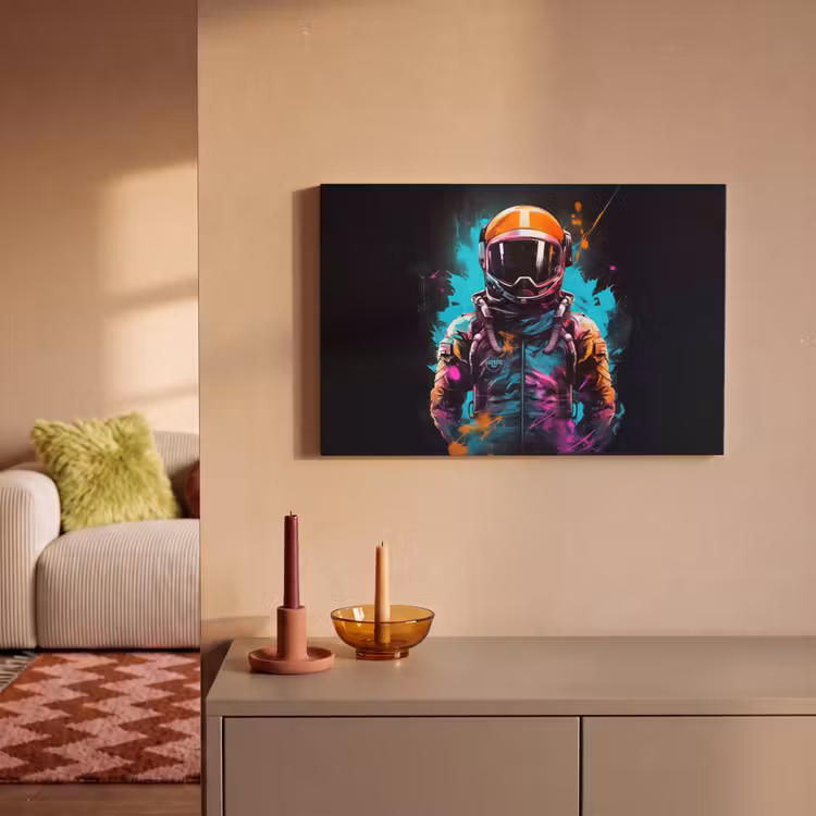 Astronaut - Neon - Gaming - Ruimte canvas 2cm klein -sfeer1