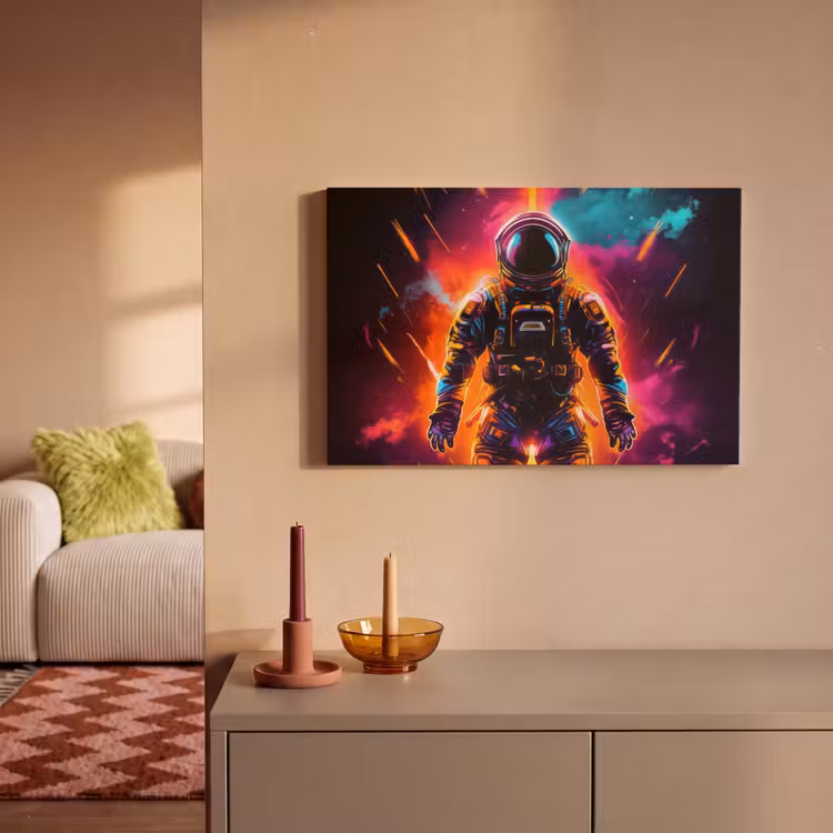 Astronaut - Neon - Gaming - Ruimte canvas 2cm klein -sfeer1