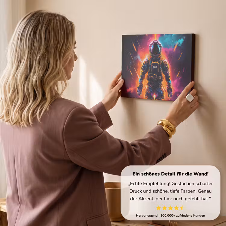Astronaut - Neon - Gaming - Ruimte canvas 2cm klein -Xsfeer7_DE