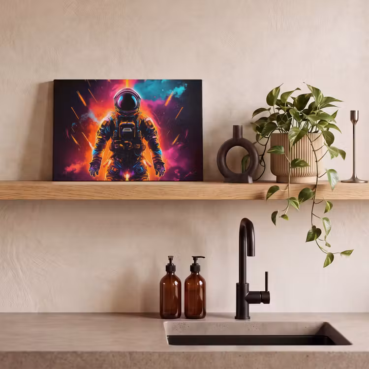 Astronaut - Neon - Gaming - Ruimte canvas 2cm klein -sfeer3