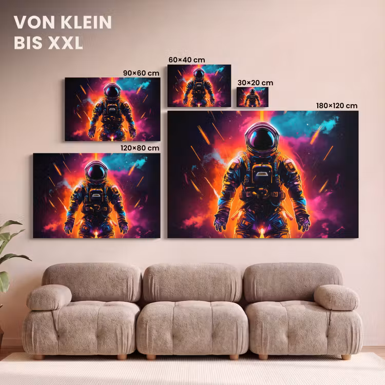 Astronaut - Neon - Gaming - Ruimte canvas 2cm klein -Xsfeer8_DE