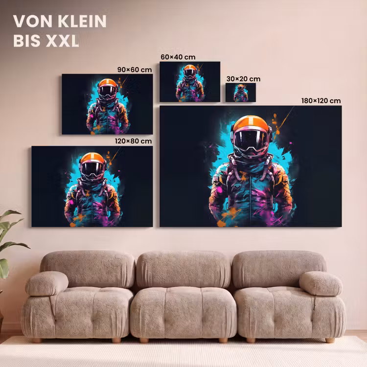 Astronaut - Neon - Gaming - Ruimte canvas 2cm klein -Xsfeer8_DE