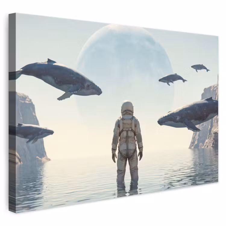 Leinwandbild - Astronaut – Wal – Fantasie - Ruimtevaarder - Walvis - Fantasie canvas 2cm klein