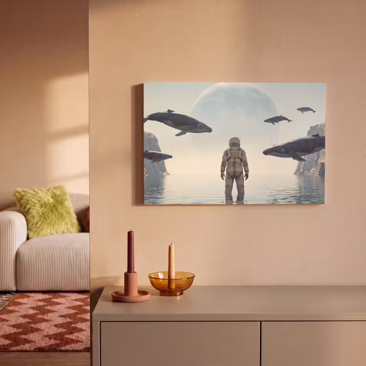 Leinwandbild - Astronaut – Wal – Fantasie - Ruimtevaarder - Walvis - Fantasie canvas 2cm klein