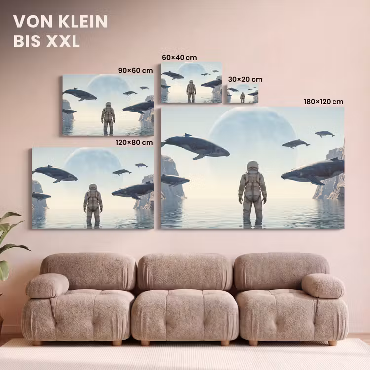 Leinwandbild - Astronaut – Wal – Fantasie - Ruimtevaarder - Walvis - Fantasie canvas 2cm klein