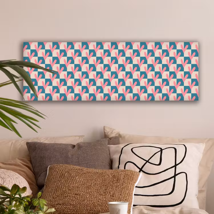 Vlakken - Hartjes - Patroon - Retro canvas 2cm klein 828 -sfeer1