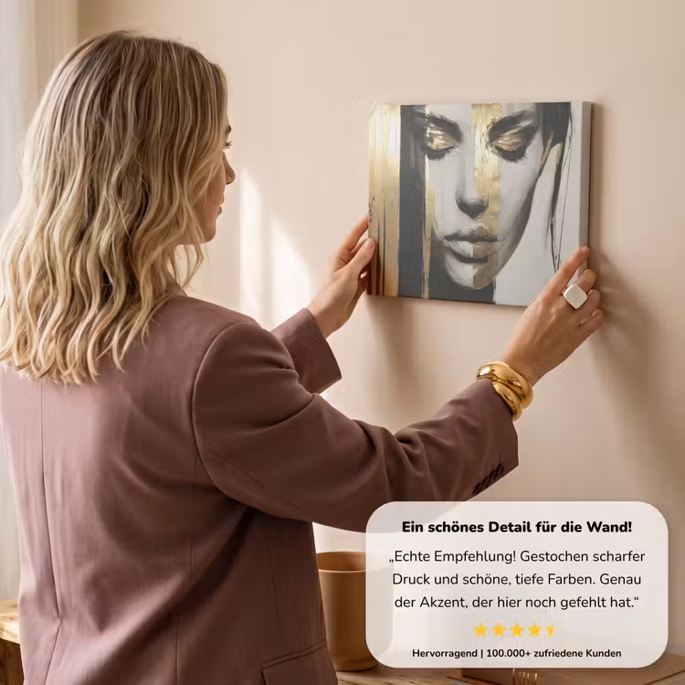 Ogen - Gezicht - Goud - Strepen canvas 2cm klein -Xsfeer7_DE