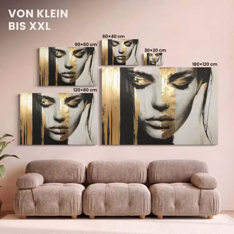 Ogen - Gezicht - Goud - Strepen canvas 2cm klein -Xsfeer8_DE