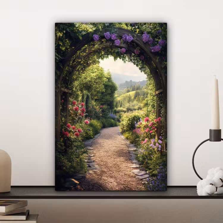 Doorkijk - Landschap - Bloemen - Tuinboog - Natuur canvas 2cm klein -atmosphere_sfeer3_global