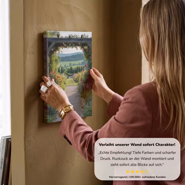 Doorkijk - Landschap - Natuur - Tuinboog - Bloemen canvas 2cm klein -sfeer3