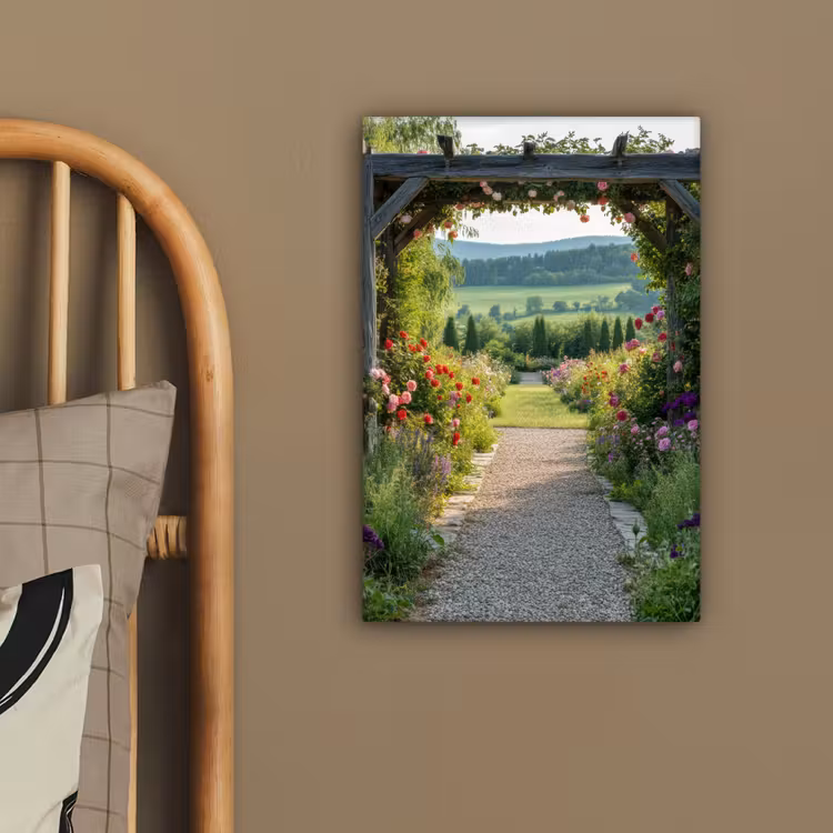 Doorkijk - Landschap - Natuur - Tuinboog - Bloemen canvas 2cm klein -sfeer6