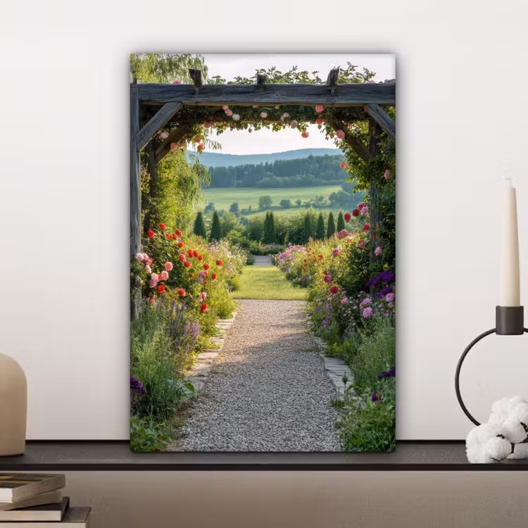 Doorkijk - Landschap - Natuur - Tuinboog - Bloemen canvas 2cm klein -atmosphere_sfeer3_global
