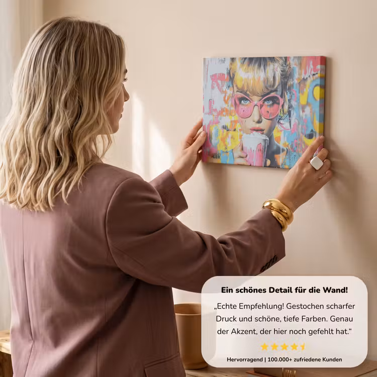 Expressief - Milkshake - Vrouw - Felle kleuren canvas 2cm klein -Xsfeer7_DE