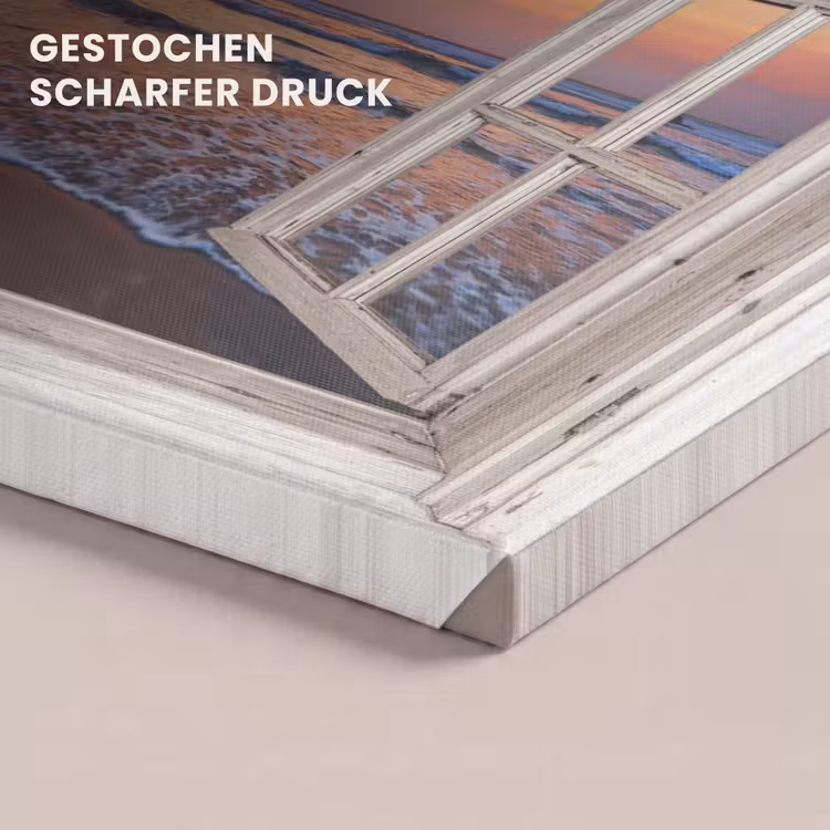 Doorkijk - Zee - Strand - Zonsondergang - Blauw canvas 2cm klein -closeup_print_DE