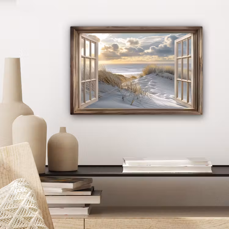 Doorkijk - Strand - Duinen - Zee - Natuur canvas 2cm klein -sfeer6