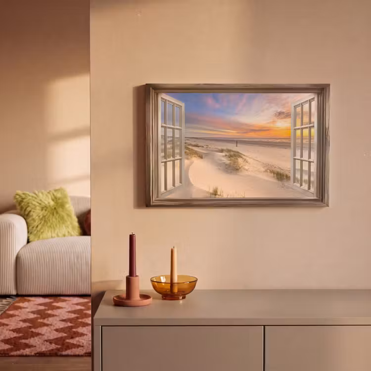 Doorkijk - Strand - Duinen - Natuur - Landschap canvas 2cm klein -sfeer1
