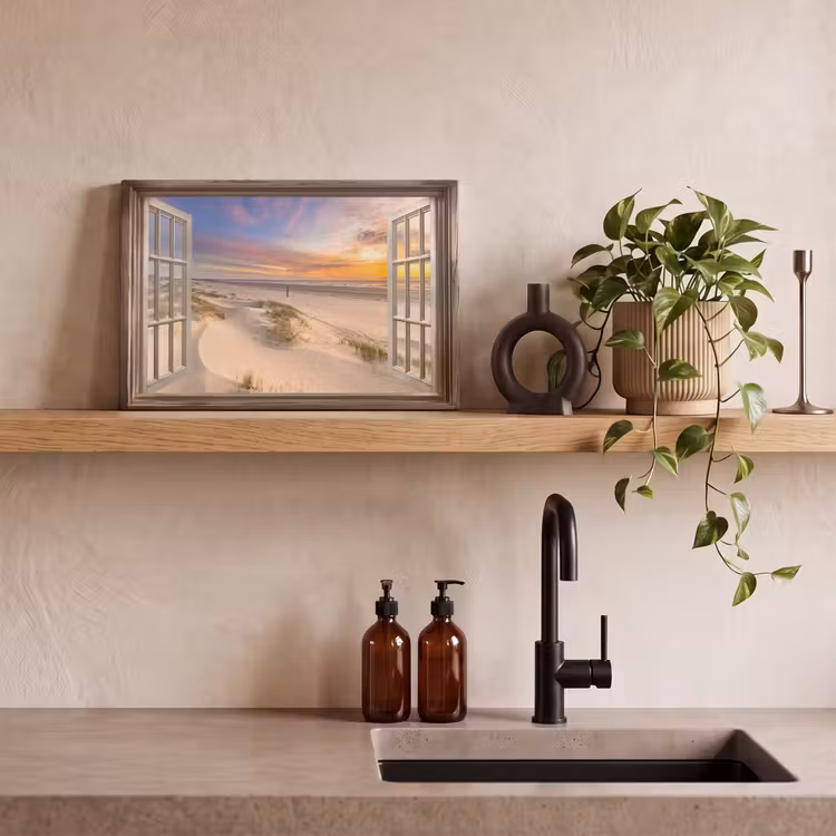Doorkijk - Strand - Duinen - Natuur - Landschap canvas 2cm klein -sfeer3