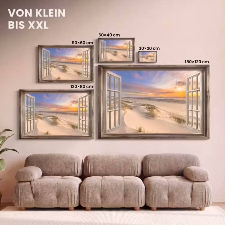 Doorkijk - Strand - Duinen - Natuur - Landschap canvas 2cm klein -Xsfeer8_DE
