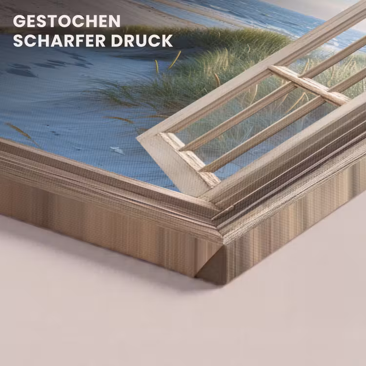 Doorkijk - Strand - Raam - Duinen - Zee canvas 2cm klein -closeup_print_DE