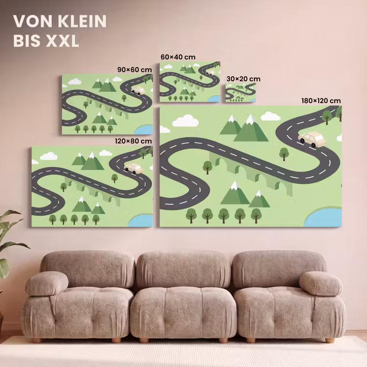 Auto - Bergweg - Natuur - Illustratie canvas 2cm klein -Xsfeer8_DE
