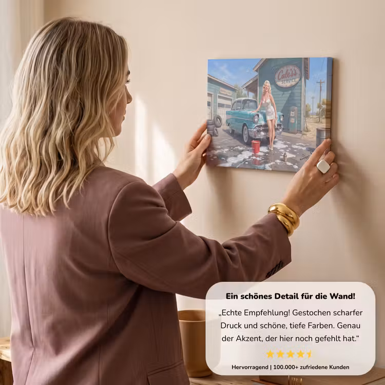 Auto - Vrouw - Groen canvas 2cm klein -sfeer3