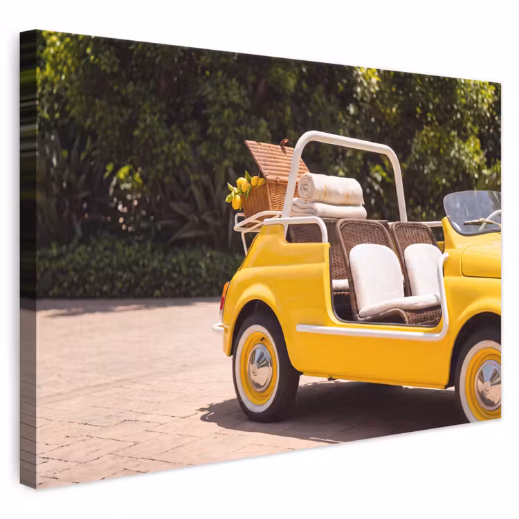 Auto - Picknick - Zomer - Geel canvas 2cm klein -3d