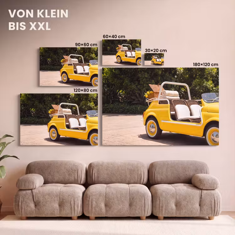 Auto - Picknick - Zomer - Geel canvas 2cm klein -Xsfeer8_DE