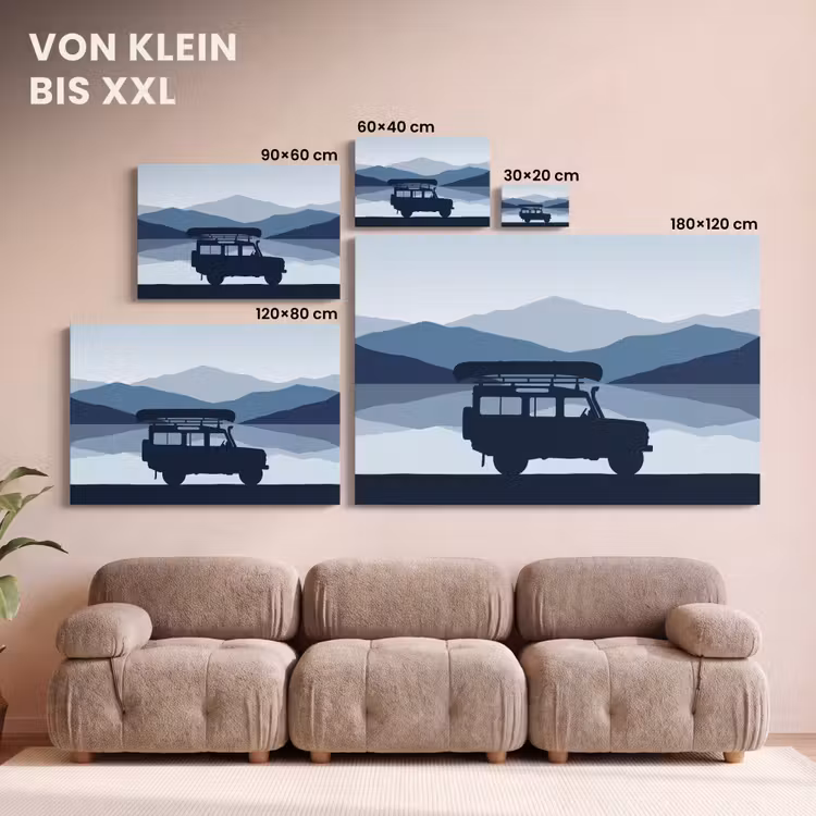 Auto - Meer - Bergen - Blauw canvas 2cm klein -Xsfeer8_DE