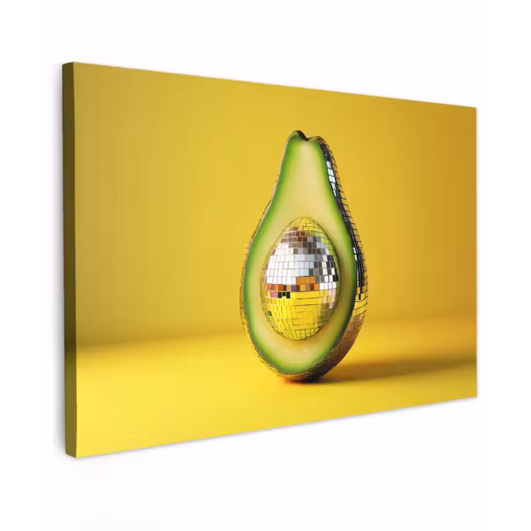 Avocado - Discobal - Geel - Glitter canvas 2cm klein -z3d