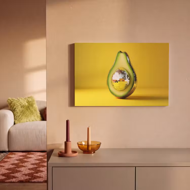 Avocado - Discobal - Geel - Glitter canvas 2cm klein -sfeer1