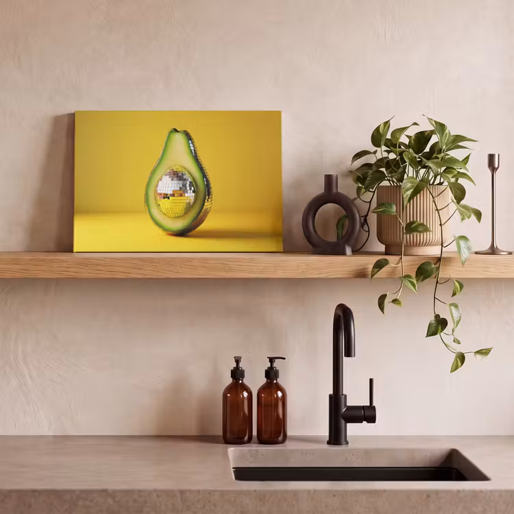 Avocado - Discobal - Geel - Glitter canvas 2cm klein -sfeer3