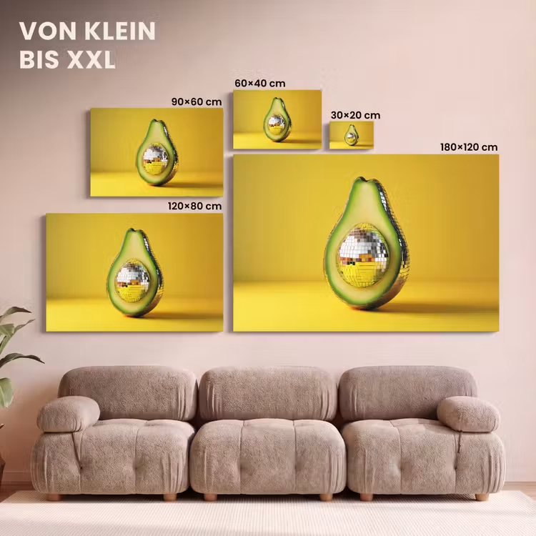 Avocado - Discobal - Geel - Glitter canvas 2cm klein -Xsfeer8_DE
