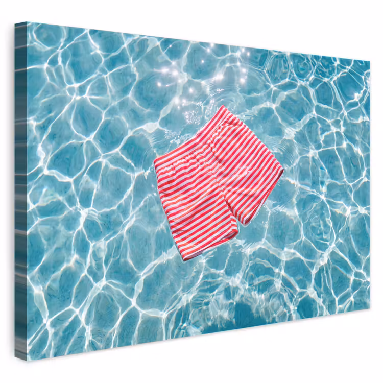 Zwemkleding - Gestreept - Water - Zomer - Rood-wit canvas 2cm klein -3d