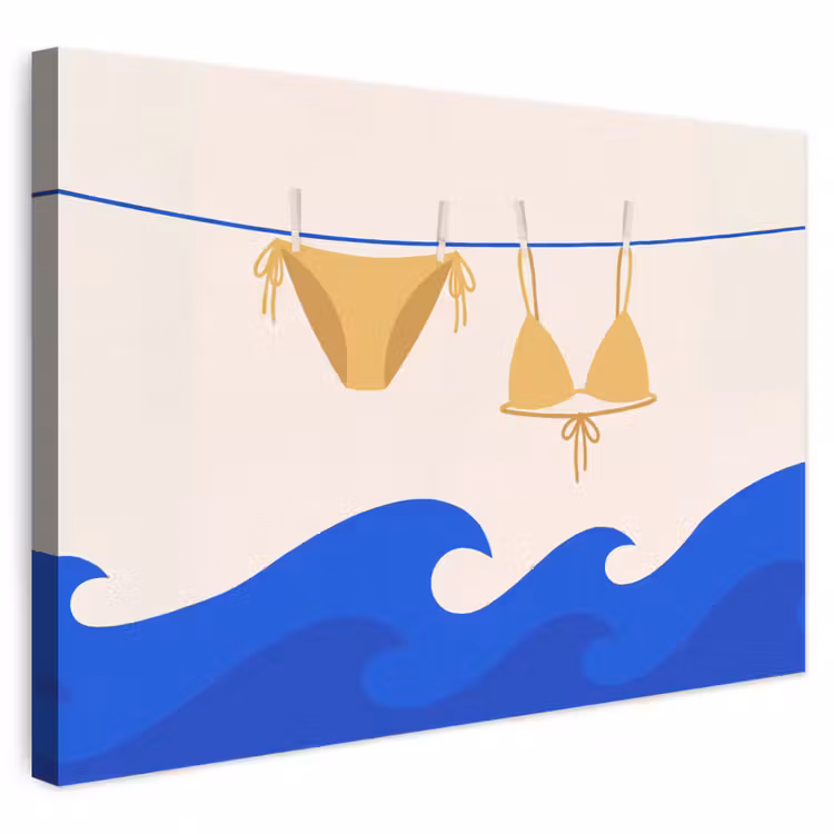 Zwemkleding - Zee - Zomer - Illustratie - Geel canvas 2cm klein -3d