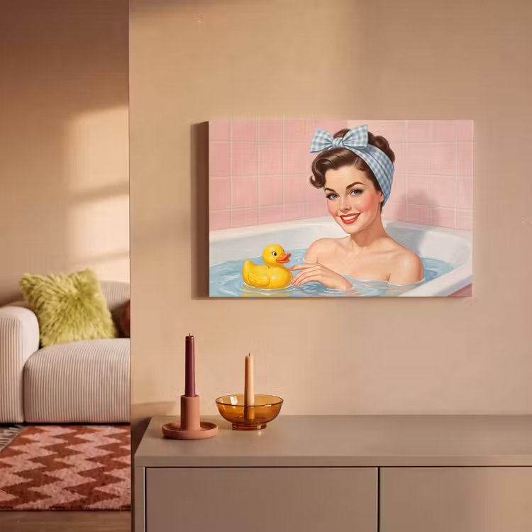 Badkamer - Eend - Blauw canvas 2cm klein -sfeer1