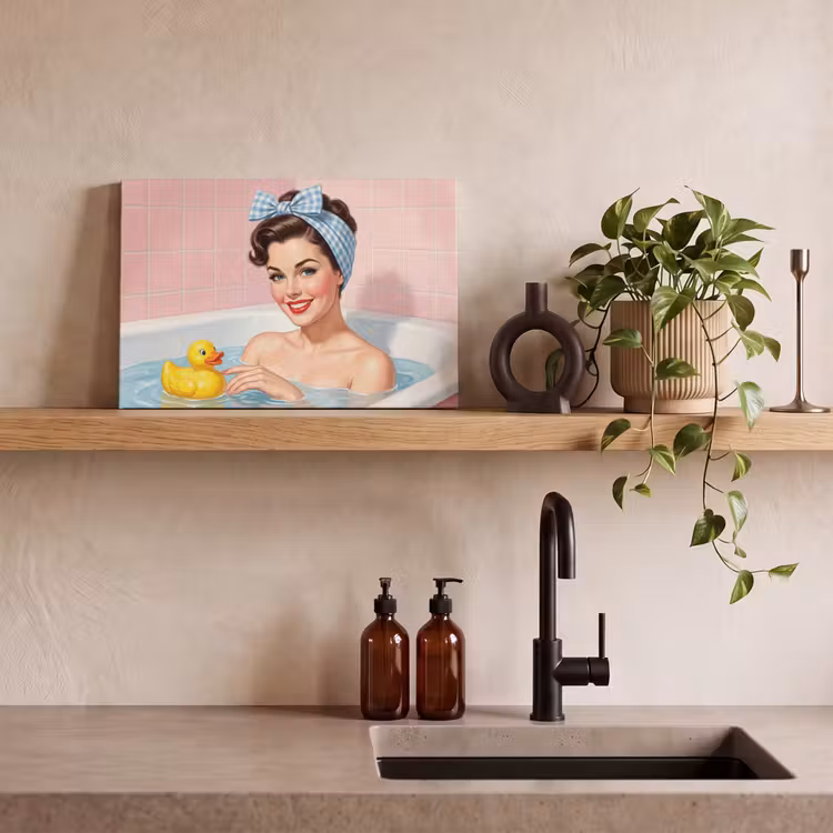 Badkamer - Eend - Blauw canvas 2cm klein -sfeer3